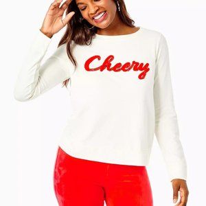 Lilly Pulitzer Rami Sweatshirt Top Cherry Graphic Pullover Bead Ivory S